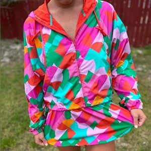 Colorful peach love  Windbreaker skort set